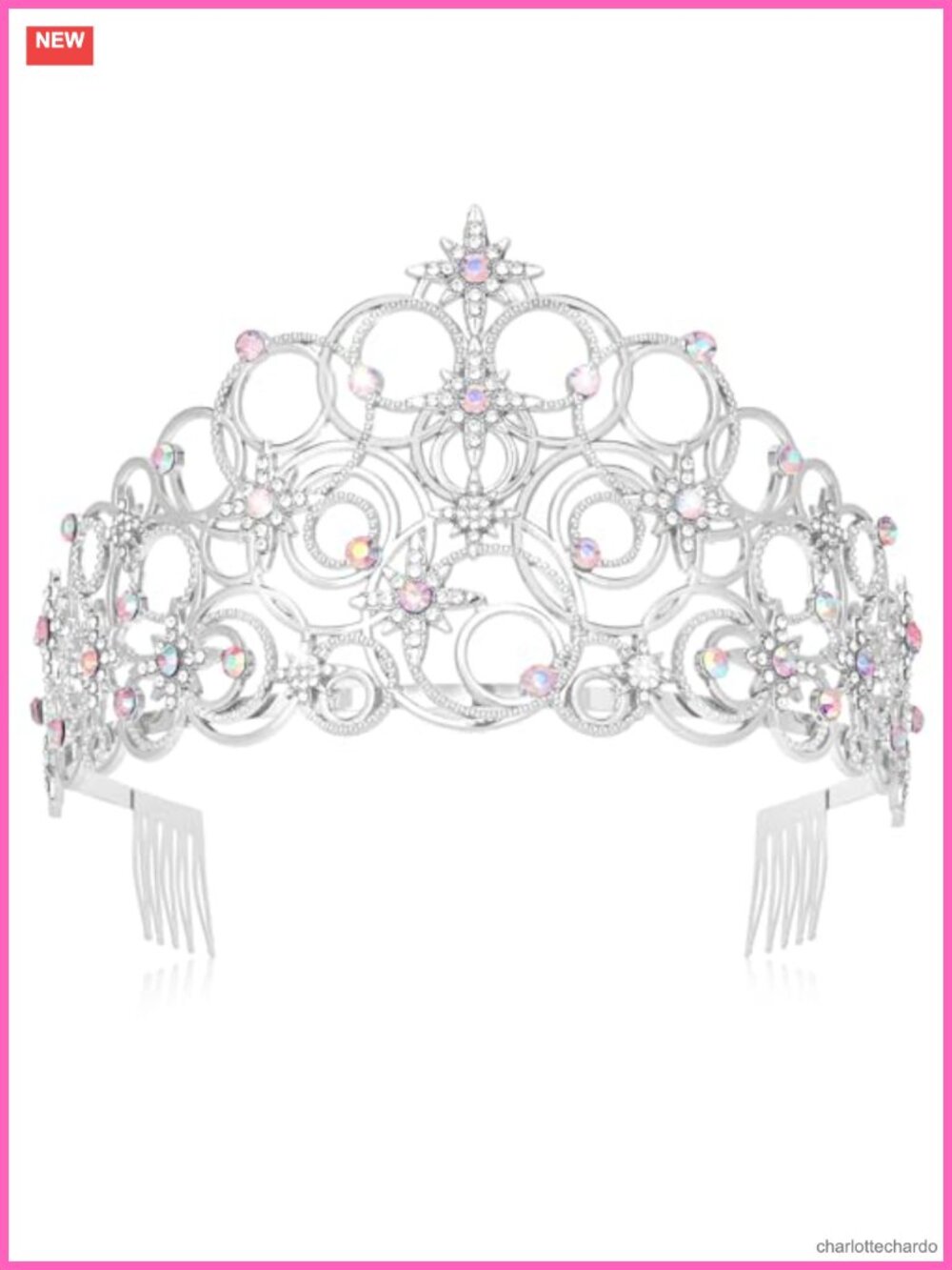 Silver Crystal Crown Tiara Headband, Princess Queen Prom Wedding Halloween